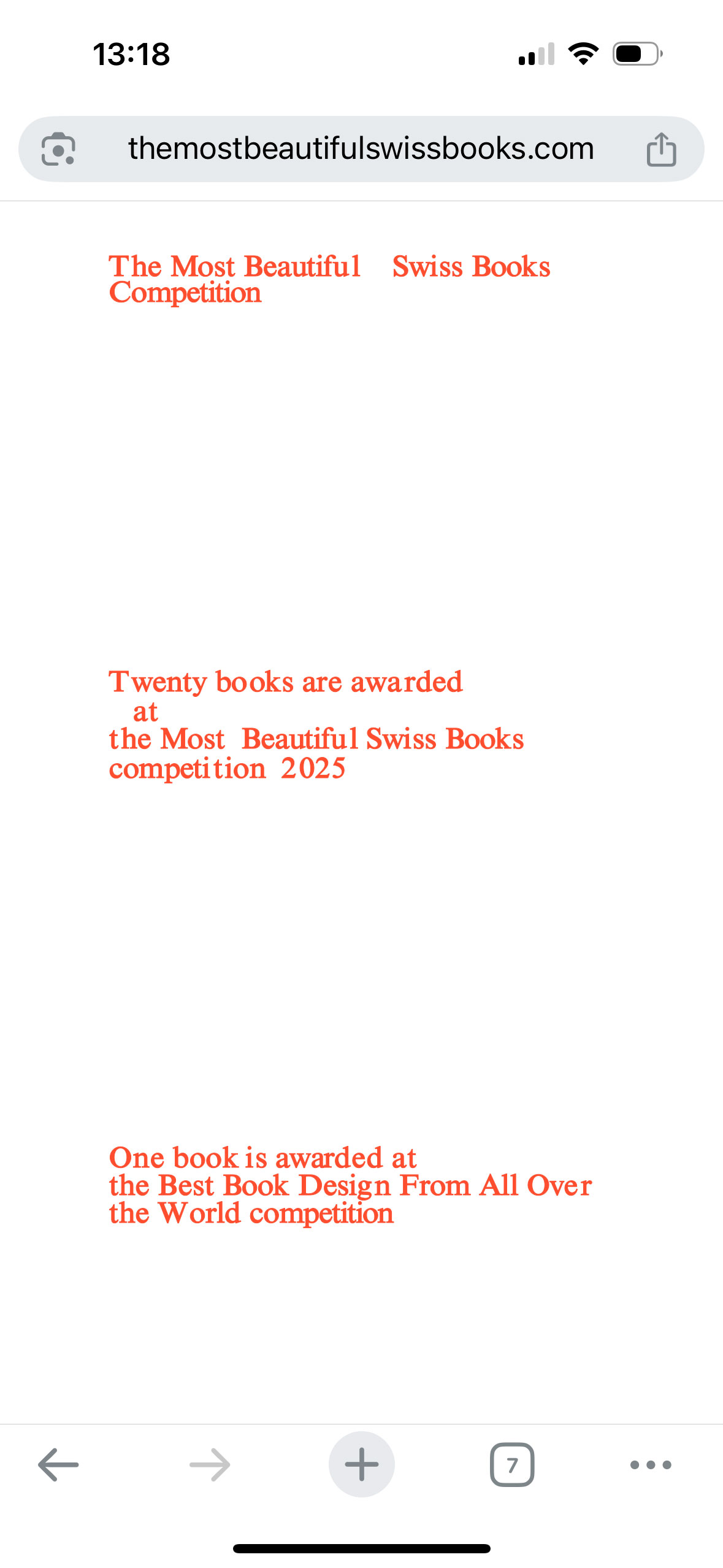 Adriano Orlando does the development for The Most Beautiful Swiss Books with Meide Engineering. Screenshot of the landing page.