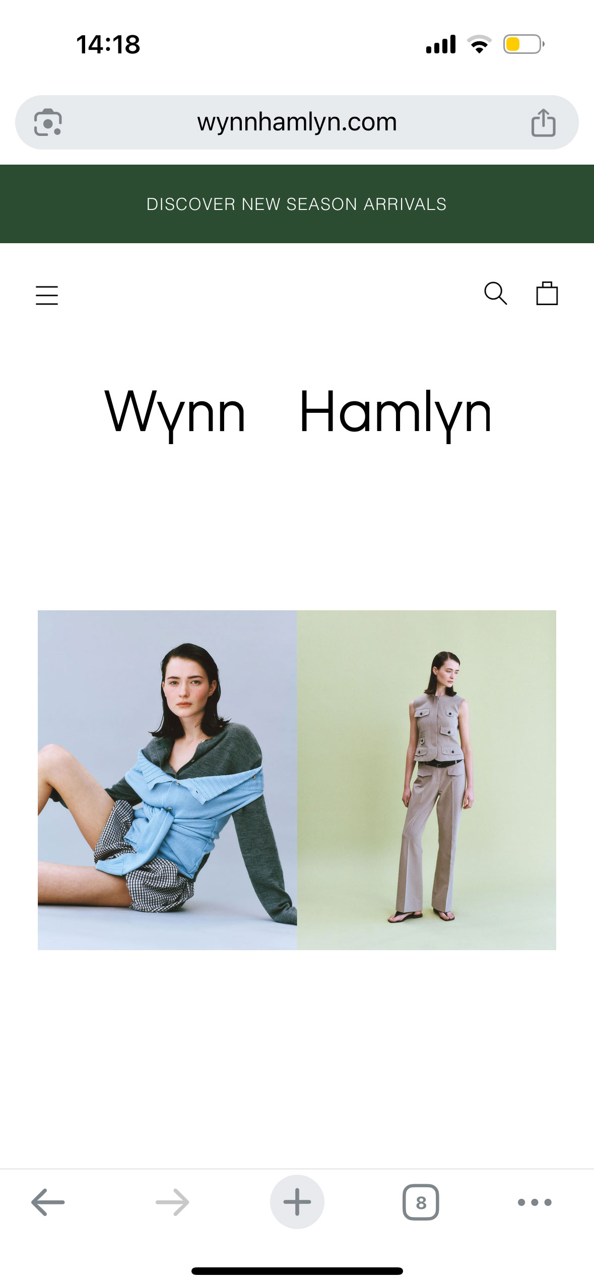 Adriano Orlando does the development for Wynn Hamlyn with Meide Engineering. Home page screenshot from SS25 collection.